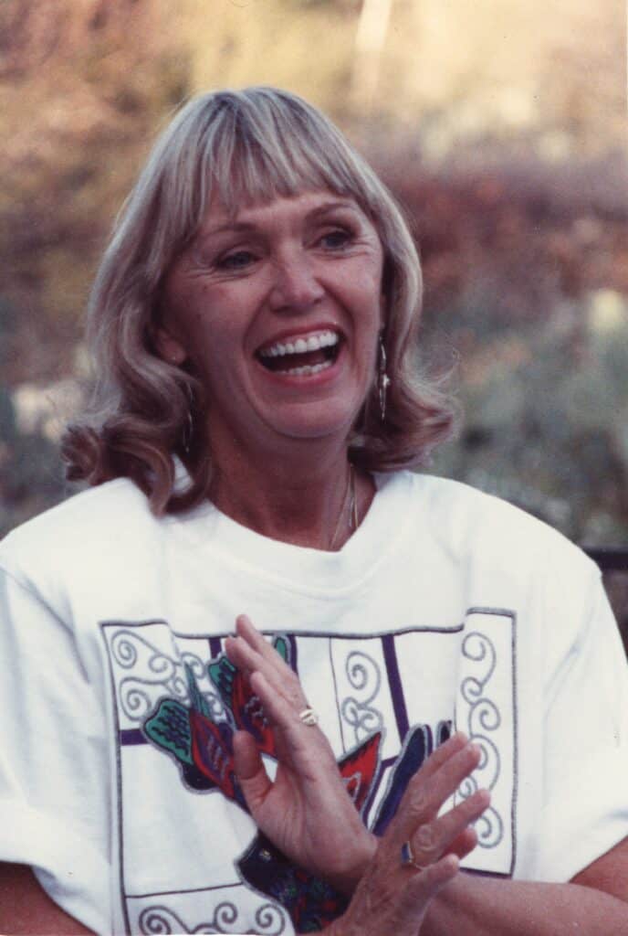 Photo of Lynne Morris smiling/laughing